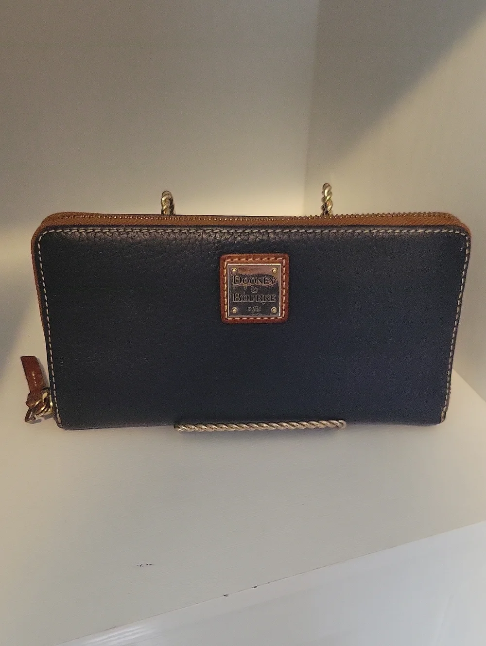 Dooney & Bourke Navy Pebbled Leather Zip Around Wallet